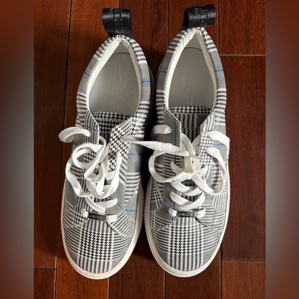 J Slides, gingham platform sneakers size 10